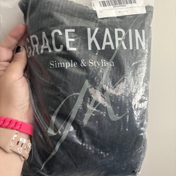 Grace Karin Sequin One-Shoulder Midi Dress – Black, Size S - Picture 1 of 2